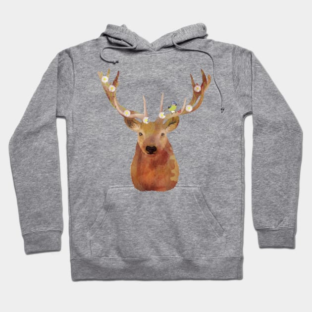 Stag And Bird Hoodie by albdesigns